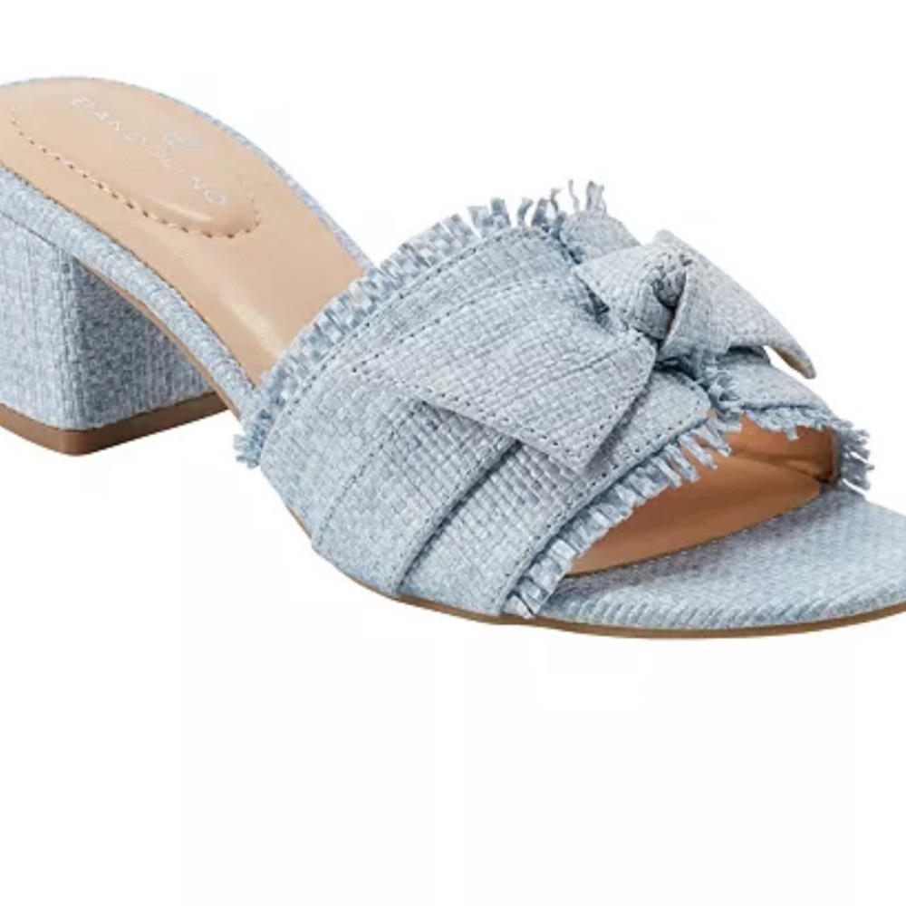Bandolino Light Blue Bow Slide Sandal with Block Heel